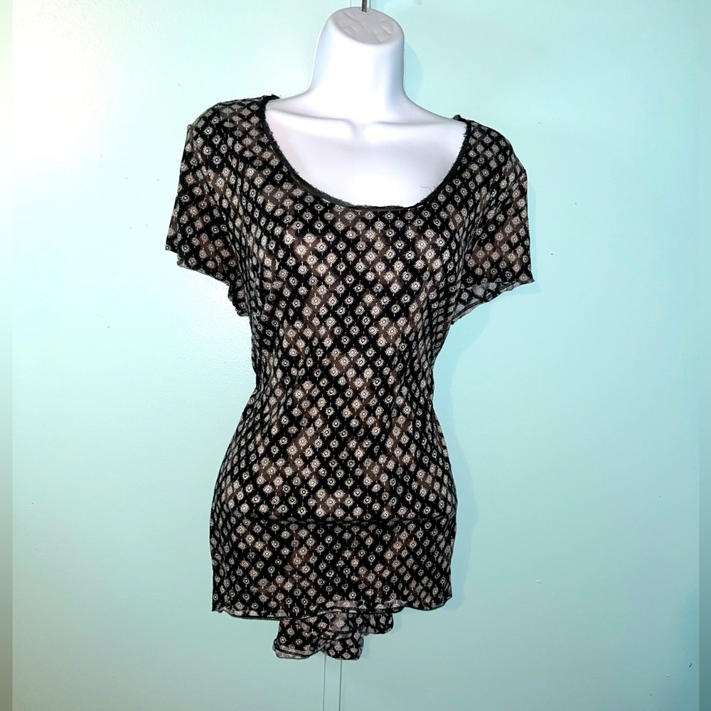 Simply Vera By Vera Wang‎ Blouse Size XL Black White